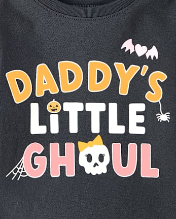 Baby And Toddler Girls Glow Halloween Daddy's Ghoul Graphic Tee