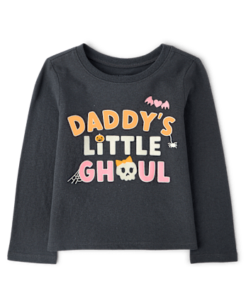 Baby And Toddler Girls Glow Halloween Daddy's Ghoul Graphic Tee