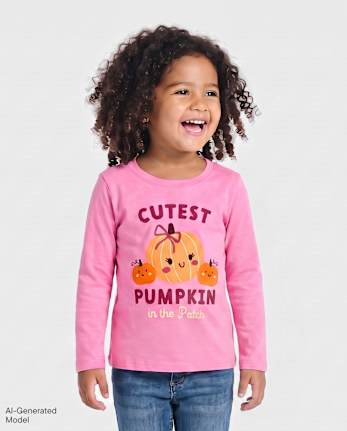 T-shirt à motif citrouille le plus mignon pour bébés et petites filles - PERFECTLY PINK