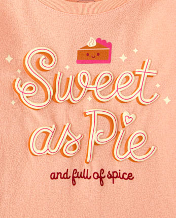 T-shirt graphique pour bébés et petites filles sur le thème de Thanksgiving, doux comme une tarte