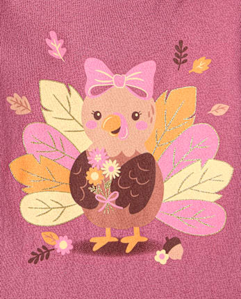 T-shirt graphique dinde de Thanksgiving pour bébés et petites filles