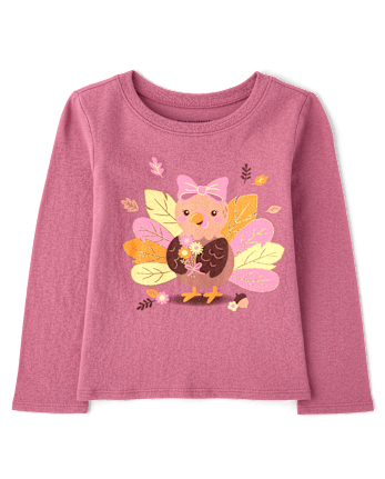 T-shirt graphique dinde de Thanksgiving pour bébés et petites filles