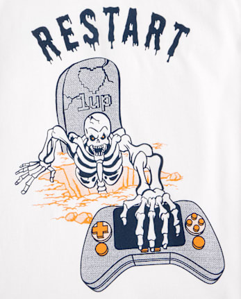 Boys Halloween Video Game Restart Graphic Tee
