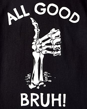 Boys Glow Halloween All Good Bruh Graphic Tee
