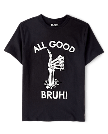 Boys Glow Halloween All Good Bruh Graphic Tee