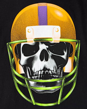 Boys Halloween Skeleton Helmet Graphic Tee