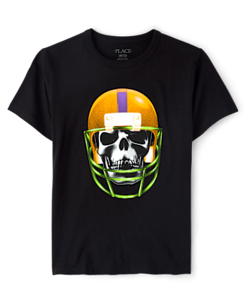Boys Halloween Skeleton Helmet Graphic Tee