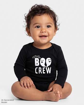 Body bébé assorti pour toute la famille, motif Halloween Boo Crew phosphorescent - BLACK