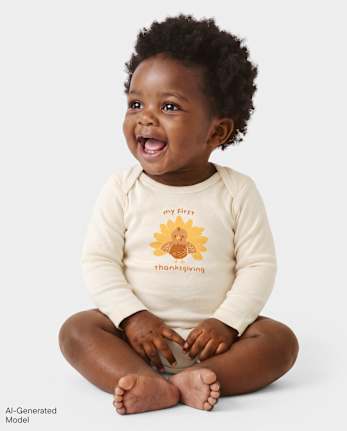 Baby First Thanksgiving Graphic Bodysuit - FAIR IVORY