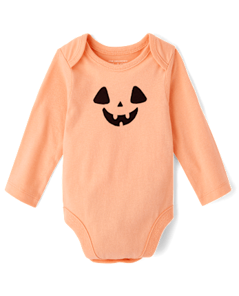 Baby Halloween Pumpkin Face Graphic Bodysuit