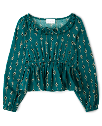 Girls Floral Ruffle Top