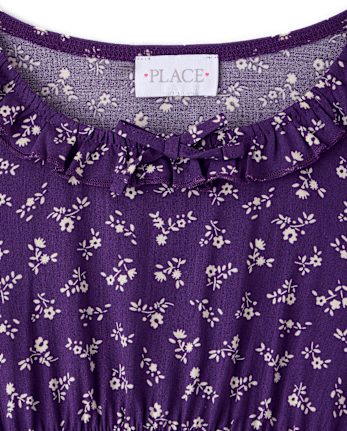 Girls Floral Ruffle Top
