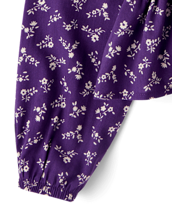Girls Floral Ruffle Top