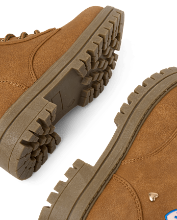 Girls Embroidered Patch Workwear Boots