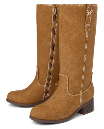 Girls Low Heel Tall Boots