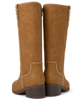 Girls Low Heel Tall Boots