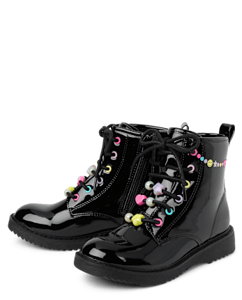 Girls Beaded Combat Boots