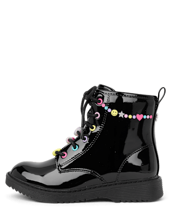 Girls Beaded Combat Boots