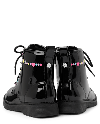 Girls Beaded Combat Boots