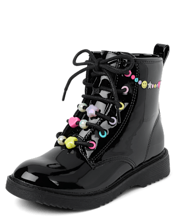 Girls Beaded Combat Boots