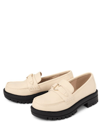 Girls Heart Buckle Loafers