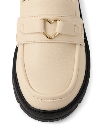 Girls Heart Buckle Loafers