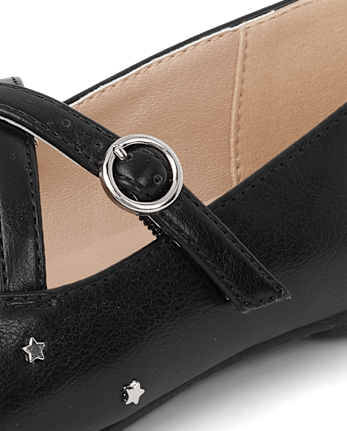 Girls Studded Cross Strap Ballet Flats
