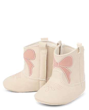 Baby Girls Embroidered Bow Cowgirl Boots