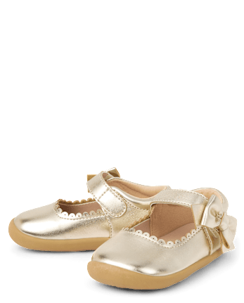 Baby And Toddler Girls Metallic Bow First Steps Mary Jane Shoes