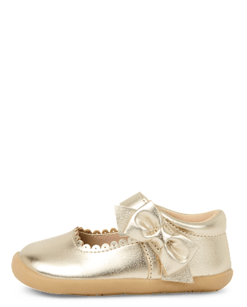 Baby And Toddler Girls Metallic Bow First Steps Mary Jane Shoes