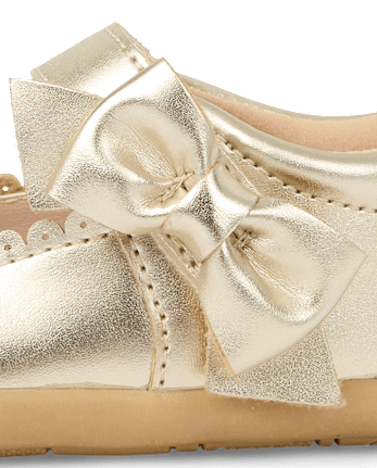 Baby And Toddler Girls Metallic Bow First Steps Mary Jane Shoes