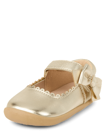 Baby And Toddler Girls Metallic Bow First Steps Mary Jane Shoes