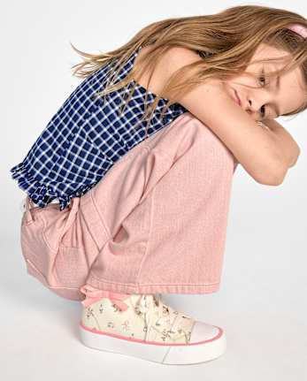 Girls Bow High Top Sneakers