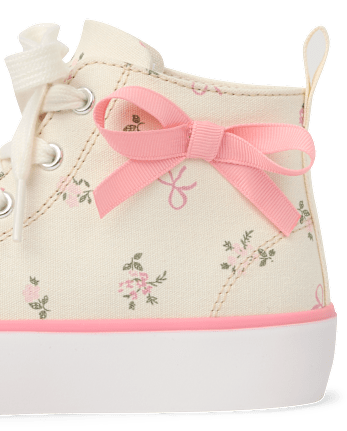Girls Bow High Top Sneakers