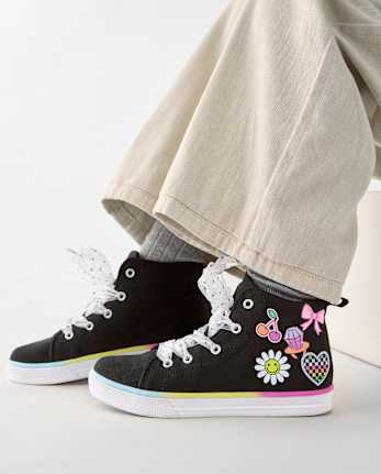 Girls Icon High Top Sneakers - BLACK