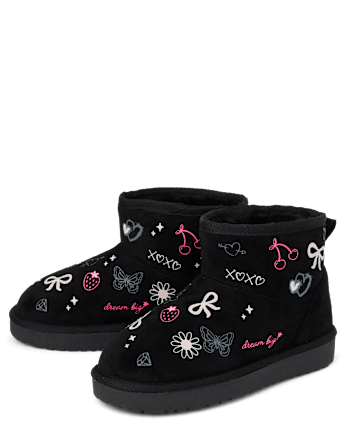 Girls Doodle Teddy Boots