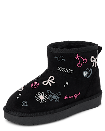 Girls Doodle Teddy Boots
