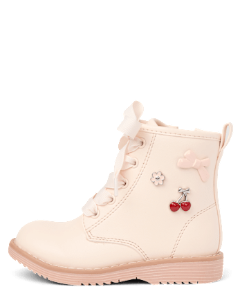 Toddler Girls Charm Stud Lace Up Boots