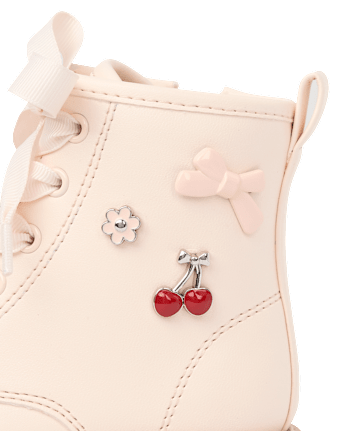 Toddler Girls Charm Stud Lace Up Boots