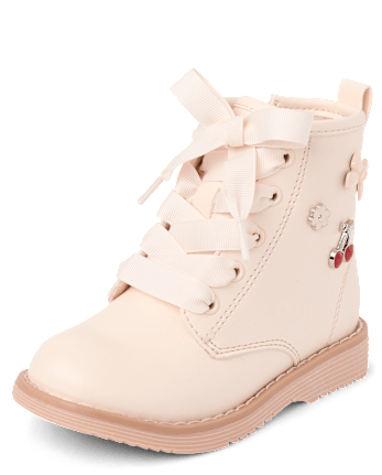 Toddler Girls Charm Stud Lace Up Boots