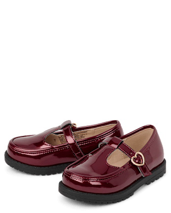 Toddler Girls Heart Buckle T-Strap Mary Jane Shoes