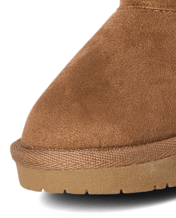 Toddler Girls Bow Teddy Boots - TAN