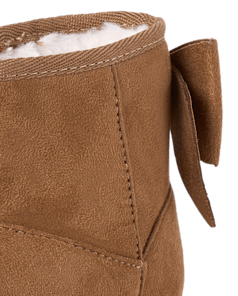 Toddler Girls Bow Teddy Boots - TAN
