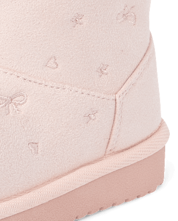 Toddler Girls Embroidered Bow Teddy Boots