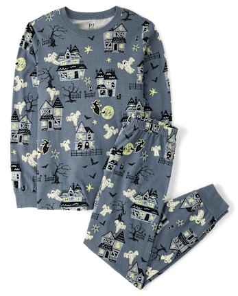 Adult Matching Family Glow Haunted House Cotton Pajamas