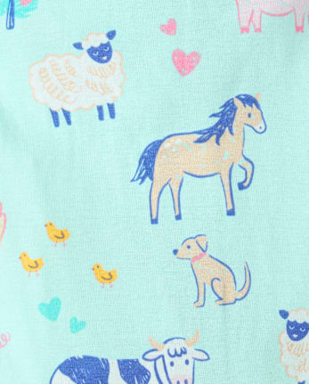 Baby And Toddler Girls Farm Animals Snug Fit Cotton Footed One Piece Pajamas