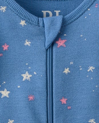 Baby And Toddler Girls Star Snug Fit Cotton Footed One Piece Pajamas