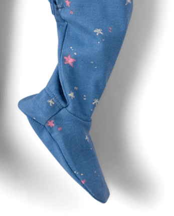 Baby And Toddler Girls Star Snug Fit Cotton Footed One Piece Pajamas