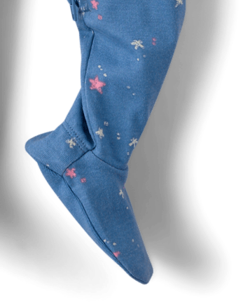 Baby And Toddler Girls Star Snug Fit Cotton Footed One Piece Pajamas - BLUE RIVIERA