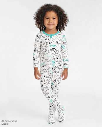 Baby And Toddler Dino Snug Fit Cotton Footed One Piece Pajamas - SIMPLYWHT